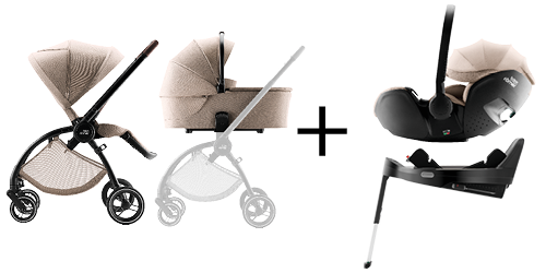 RIO COMFORT PLUS SET RIO pushchair, RIO carrycot, BABY-SAFE PRO infant carrier in Teak and VARIO BASE 5Z, part of the RIO COMFORT PLUS SET