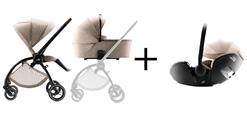 RIO COMFORT SET RIO pushchair, RIO carrycot and BABY-SAFE PRO infant carrier in Teak, part of the RIO COMFORT SET